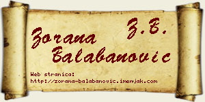 Zorana Balabanović vizit kartica